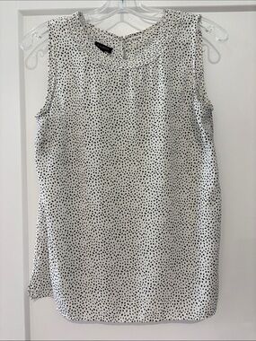 Talbots White Sleeveless Camisole with Black Dot Print